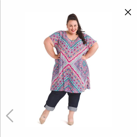 Tolani multi-colored Trinity tunic, 100% modal - Picture 2 of 11